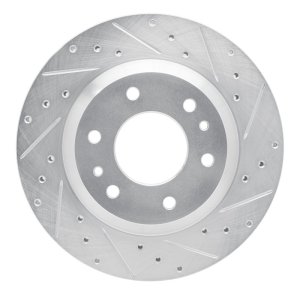 Buick Rainier Brake Rotor (1) - Front Right - R1 Concepts - Drilled & Slotted - Silver - `02-`05